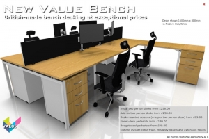 Value Bench 05 - Budget Bench Desking - Hawk Bench in Modern Oak & White
